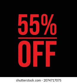 Special offer sale red tag isolated vector illustration. Discount offer price label, symbol for advertising campaign in retail, sale promo marketing, 55% off discount sticker, ad offer on shopping day
