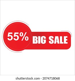 Special offer sale red tag isolated vector illustration. Discount offer price label, symbol for advertising campaign in retail, sale promo marketing, 55% off discount sticker, ad offer on shopping day