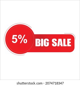 Special offer sale red tag isolated vector illustration. Discount offer price label, symbol for advertising campaign in retail, sale promo marketing, 5% off discount sticker, ad offer on shopping day