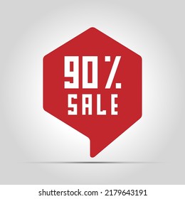 Special offer sale red tag. This is the concept of the price list for discounts, of an advertising campaign, advertising marketing sales, a 90% off discount, a unique offer. Vector illustration.