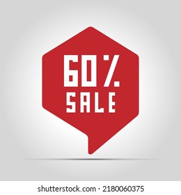 Special offer sale red tag. This is the concept of the price list for discounts, of an advertising campaign, advertising marketing sales, a 60% off discount, a unique offer. Vector illustration.