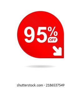 Special offer sale red tag. Discount offer price tag, retail promotion campaign symbol, sale promo marketing, 95% discount sticker, shopping day promotional offer. 95 percent off, vector eps10