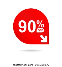 Special offer sale red tag. Discount offer price tag, retail promotion campaign symbol, sale promo marketing, 90% discount sticker, shopping day promotional offer. 90 percent off, vector eps10