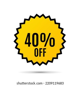 Special offer sale red tag, Yellow colors. The concept bonus of the price list for discounts, advertising campaign, advertising marketing sales, a 40% off discount, unique offer. Vector illustration.