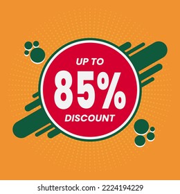 Special offer sale red tag isolated vector illustration. Discount offer price tag, symbol for advertising campaign in retail, sales promotion marketing, 85% discount discount sticker.