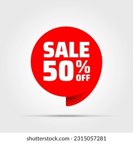 Special offer sale red tag. This is the concept of the price list for discounts, of an advertising campaign, advertising marketing sales, a 50% off discount, a unique offer. Vector illustration.