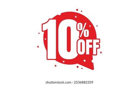 Oferta especial venda red tag isolada ilustração vetor. Etiqueta de preço de oferta de desconto, 10% de desconto no adesivo de desconto com o Speech Bubble.