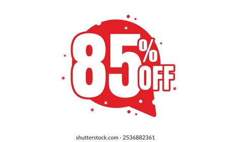 Special offer sale red tag isolated vector illustration. Discount offer price label, 85% off the discount sticker with Speech Bubble.