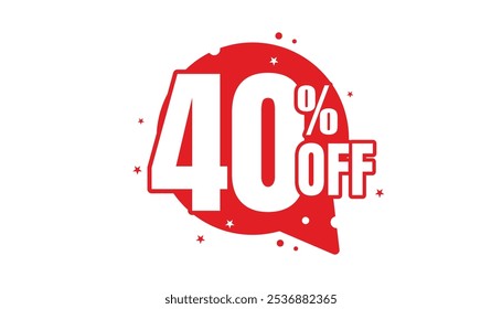 Special offer sale red tag isolated vector illustration. Discount offer price label, 40% off the discount sticker with speech Bubble.