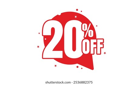 Special offer sale red tag isolated vector illustration. Discount offer price label20% off the discount sticker with speech Bubble.