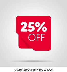 Special offer sale red tag isolated vector illustration. Discount offer price label, symbol for advertising campaign in retail, sale promo marketing, 25% off discount sticker, ad offer on shopping day