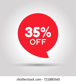 Special offer sale red tag. This is the concept of the price list for discounts, of an advertising campaign, advertising marketing sales, a 35% off discount, a unique offer. Vector illustration.