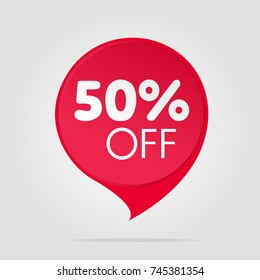 Special offer sale red tag isolated vector illustration. Discount offer price label, symbol for advertising campaign in retail, sale promo marketing, fifty percent off discount sticker