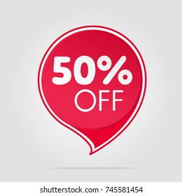 Special offer sale red tag isolated vector illustration. Discount offer price label, symbol for advertising campaign in retail, sale promo marketing, fifty percent off discount sticker