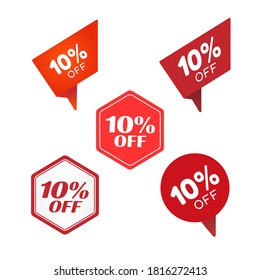 Special offer sale SET red tag. The concept of the price list for discounts, of an advertising campaign, advertising marketing sales, a 10 percents off discount, unique offer. Vector illustration