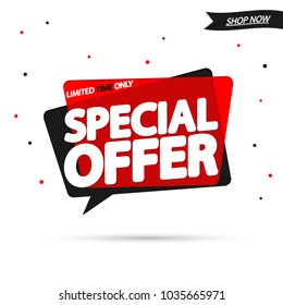 Special Offer, sale speech bubble, banner design template, discount app icon, vector illustration