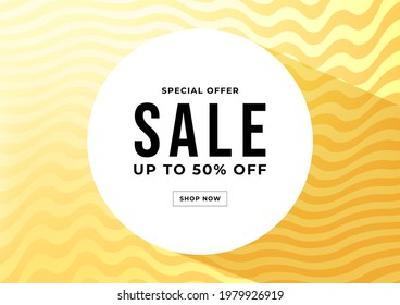 Special offer Sale, Summer sale banner. Yellow wave background special offers and promotion template design.