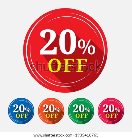 Special offer sale tag with 20% isolated in white background. 20% off discount tag, label, symbol, sticker  for advertising campaign in retail on shopping day.