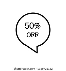 Special offer sale tag. 50% off discount. Vector icon