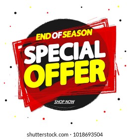 Special Offer, sale tag, banner design template, end of season, discount app icon, vector illustration