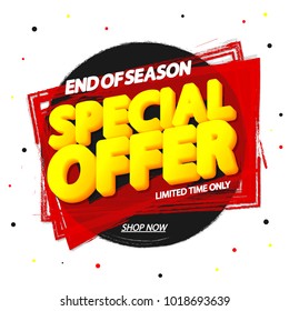 Special Offer, sale tag, banner design template, end of season, discount app icon, vector illustration