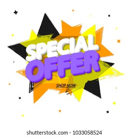 Special Offer, sale tag, banner design template, discount app icon, vector illustration