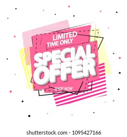 Special Offer, sale tag, banner design template, discount app icon, vector illustration