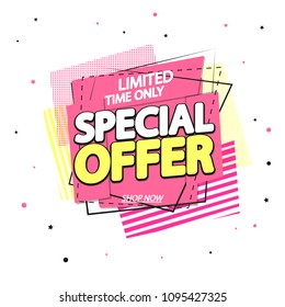 Special Offer, sale tag, banner design template, discount app icon, vector illustration
