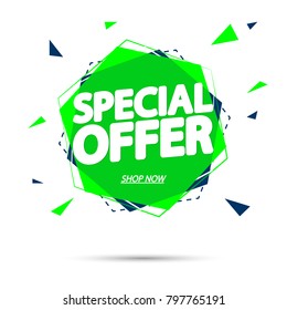 Special Offer, sale tag, banner design template, app icon, vector illustration