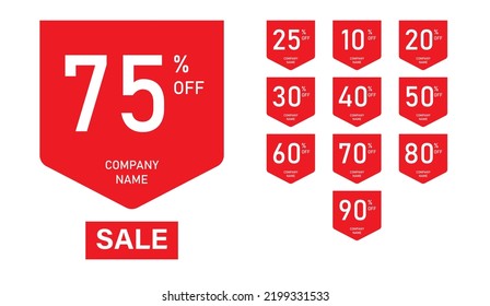 Special offer sale tag collection isolated on white background.Discount offer lables ,25,75,10,20,30,40,50,60,70,80,90 % off discount stickers.vector illustration.