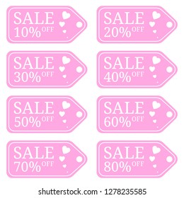 Special Offer Sale Tag Discount for Valentines Day. Sale Discount Banner. Special Offer Price Signs. Sale Label isolated on white background. Vector Illustration.