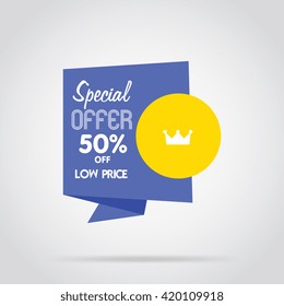 Special offer sale tag discount symbol retail sticker sign price isolated modern graphic style vector.