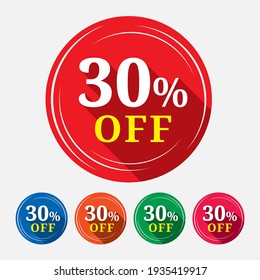 Special offer sale tag isolated with 30% in white background. 30% off discount tag, label, symbol, sticker  for advertising campaign in retail on shopping day.