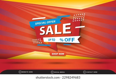 special offer sale tempate banner with copy space for product sale with abstract gradient red and orange background