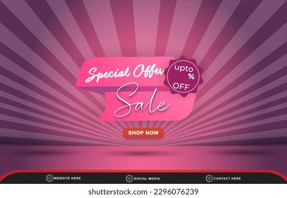 special offer sale template banner with copy space for product sale with abstract gradient purple backgroud design