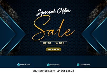 special offer sale template banner with blank space for product sale with abstract gradient blue background design