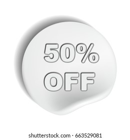 Special offer sale white label isolated vector illustration. With the text fifty percent discount. Vector illustration.