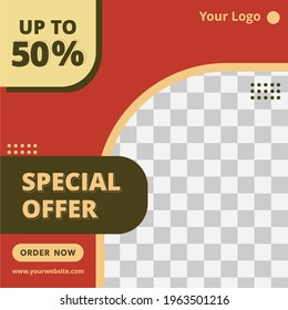 plantilla de ventas de ofertas especiales con base roja