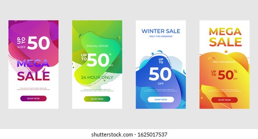 Special offer set for social media stories, web page, mobile phone. Sale banner template with Dynamic modern design fluid for flash sale banners.