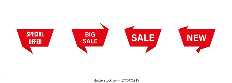 Special offer . Set Special Offer tags on white background. Red bubble speech . «New» banner. vector icon .10 eps