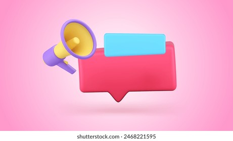 Special offer shopping advertising marketing announce megaphone quick tips 3d icon realistic vector illustration. Commercial retail business sale discount ad price off clearance limited chance