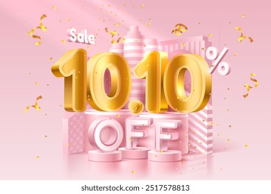 Special offer, shopping day 10.10, marketing poster. Vector illustration