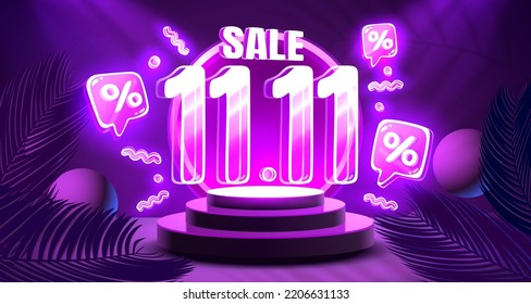 Special offer, shopping day 11.11, marketing poster. Vector illustration