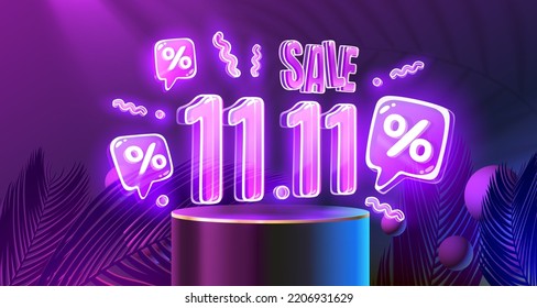 Special offer, shopping day 11.11, marketing poster. Vector illustration