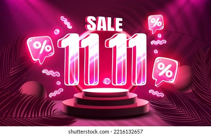 Special offer, shopping day 11.11, marketing poster. Vector illustration