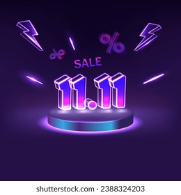 Special offer, shopping day 11.11, marketing poster. Vector illustration