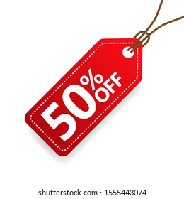 Special offer sign. Price tag for 50% discount promotion. Shopping tags line icon