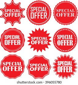 Special offer signs set, special offer sticker set, vector illustration