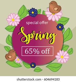 Special offer sixty five percent off. Spring discount