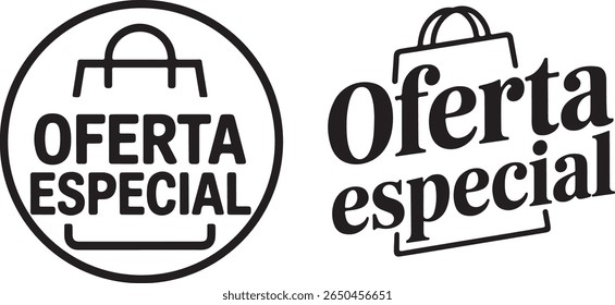 Oferta especial Espanha Etiqueta de compras, oferta especial selo vetor